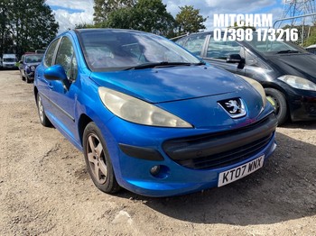 Location: Mitcham - 2007 PEUGEOT 207 SE 87 5 Door Hatchback REG: KT07WNX, Keys: No, MOT Expiry date: 22/02/2027, 1360 Petrol, 5 Speed Manual Petrol, Former Keepers: 10