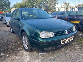 Location: Mitcham - 2003 VOLKSWAGEN GOLF MATCH 5 Door Hatchback REG: MD03BJZ, Keys: No, MOT Expiry date: 07/10/2026, 1598 Petrol, 5 Speed Manual Petrol, Former Keepers: 2