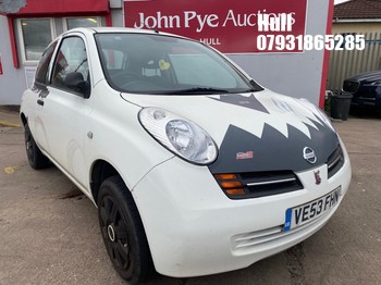 Location: Hull - 2003 NISSAN MICRA E 3 Door Hatchback REG: VE53FHN, Keys: No, MOT Expiry date: 24/09/2025, 998 Petrol, 5 Speed Manual Petrol, Former Keepers: 7