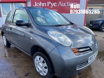 Location: Hull - 2005 NISSAN MICRA S 3 Door Hatchback REG: KU05FFM, Keys: No, MOT Expiry date: 10/05/2027, 1240 Petrol, 5 Speed Manual Petrol, Former Keepers: 5