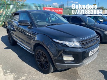 Location: Belvedere - 2012 LAND ROVER RANGE ROVER EVOQUE PR-LUX Estate REG: GF61YTC, Keys: No, MOT Expiry date: 30/06/2026, 2179 Diesel, 6 Speed Auto Diesel, Former Keepers: 5