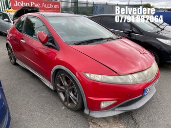Location: Belvedere - 2007 HONDA CIVIC TYPE-S GT 3 Door Hatchback REG: EX07BLZ, Keys: No, MOT Expiry date: 07/02/2025, 1799 Petrol, 6 Speed Manual Petrol, Former Keepers: 6