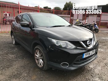 Location: Edinburgh - 2014 NISSAN QASHQAI ACENTA PREMIUM DC 5 Door Hatchback REG: YF14JTV, Keys: No, MOT Expiry date: 24/10/2025, 1461 Diesel, 6 Speed Manual Diesel, Former Keepers: 4