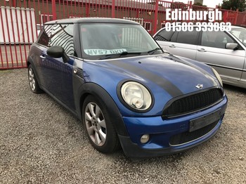 Location: Edinburgh - 2008 MINI COOPER S 3 Door Hatchback REG: MV57DKU, Keys: No, MOT Expiry date: 09/09/2025, 1598 Petrol, 6 Speed Manual Petrol, Former Keepers: 9