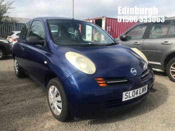 Location: Edinburgh - 2004 NISSAN MICRA S 3 Door Hatchback REG: SL04LWN, Keys: No, MOT Expiry date: 20/04/2027, 1240 Petrol, 5 Speed Manual Petrol, Former Keepers: 4