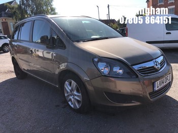 Location: Nottingham - 2014 VAUXHALL ZAFIRA EXCLUSIV CDTI EFLX MPV REG: LV14OFJ, Keys: No, MOT Expiry date: 08/08/2026, 1686 Diesel, 6 Speed Manual Diesel, Former Keepers: 3