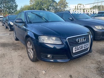 Location: Mitcham - 2009 AUDI A3 TFSI 5 Door Hatchback REG: DA58GSY, Keys: No, MOT Expiry date: 25/02/2027, 1390 Petrol, 6 Speed Manual Petrol, Former Keepers: 8