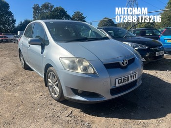 Location: Mitcham - 2008 TOYOTA AURIS TR D-4D 5 Door Hatchback REG: GU58YVT, Keys: No, MOT Expiry date: 07/08/2026, 1364 Diesel, 5 Speed Manual Diesel, Former Keepers: 6