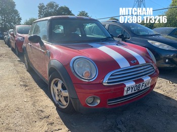 Location: Mitcham - 2008 MINI ONE 3 Door Hatchback REG: PY08FAM, Keys: No, MOT Expiry date: 21/01/2024, 1397 Petrol, 6 Speed Manual Petrol, Former Keepers: 9