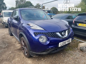 Location: Mitcham - 2015 NISSAN JUKE ACENTA PREMIUM DIG-T 5 Door Hatchback REG: LG15YVD, Keys: No, MOT Expiry date: 03/06/2026, 1197 Petrol, 5 Speed Manual Petrol, Former Keepers: 7