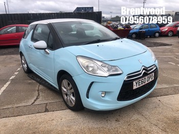 Location: Brentwood - 2010 CITROEN DS3 DSIGN 3 Door Hatchback REG: YE60OPO, Keys: No, MOT Expiry date: 07/04/2026, 1397 Petrol, 5 Speed Manual Petrol, Former Keepers: 5