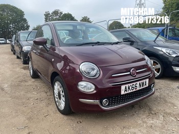 Location: Mitcham - 2016 FIAT 500 LOUNGE 3 Door Hatchback REG: AK66NWA, Keys: No, MOT Expiry date: 16/02/2027, 1242 Petrol, 5 Speed Manual Petrol, Former Keepers: 4