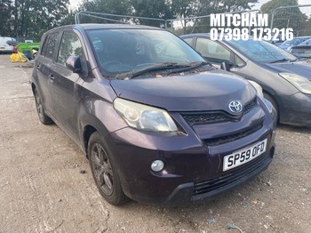 Location: Mitcham - 2009 TOYOTA URBAN CRUISER VVT-I 5 Door Hatchback REG: SP59OFD, Keys: No, MOT Expiry date: 08/11/2025, 1329 Petrol, 6 Speed Manual Petrol, Former Keepers: 4