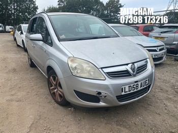 Location: Mitcham - 2008 VAUXHALL ZAFIRA EXCLUSIV MPV REG: LD58AUF, Keys: No, MOT Expiry date: 06/11/2026, 1598 Petrol, 5 Speed Manual Petrol, Former Keepers: 6