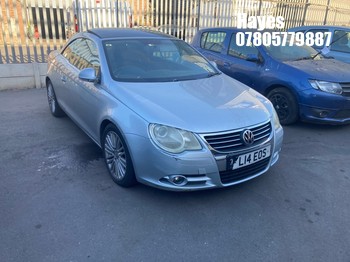 Location: Hayes - 2007 VOLKSWAGEN EOS SPORT T FSI A Convertible REG: L14EOS, Keys: No, MOT Expiry date: 27/03/2027, 1984 Petrol, 6 Speed Auto Petrol, Former Keepers: 8
