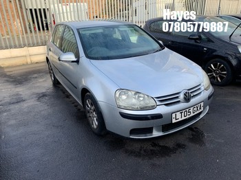 Location: Hayes - 2005 VOLKSWAGEN GOLF FSI SE 5 Door Hatchback REG: LT05GXA, Keys: No, MOT Expiry date: 25/09/2026, 1598 Petrol, 6 Speed Manual Petrol, Former Keepers: 3