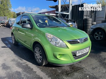 Location: Stapleford - 2011 HYUNDAI I20 CLASSIC 3 Door Hatchback REG: PF60CXJ, Keys: Yes, MOT Expiry date: 01/09/2027, 1248 Petrol, 5 Speed Manual Petrol, Former Keepers: 9