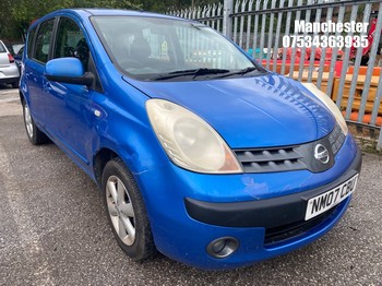 Location: Manchester - 2007 NISSAN NOTE SE MPV REG: NM07CBU, 1386 Petrol, 5 Speed Manual Petrol, Former Keepers: 8, Keys: No, MOT Expiry date: 31/10/2026