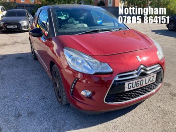 Location: Nottingham - 2010 CITROEN DS3 DSPORT 3 DOOR HATCHBACK REG: GU60LKZ, 1598cc PETROL, 6 SPEED MANUAL PETROL, Former Keepers: 9, Keys: Yes, MOT Expiry date: