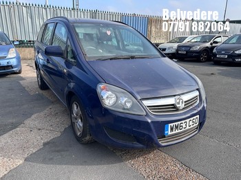 Location: Belvedere - 2014 VAUXHALL ZAFIRA EXCLUSIV MPV REG: WM63CSO, Keys: No, MOT Expiry date: 30/04/2027, 1796 Petrol, 5 Speed Manual Petrol, Former Keepers: 4