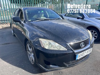 Location: Belvedere - 2007 LEXUS IS 250 SE AUTO 4 Door Saloon REG: KH07VYE, Keys: No, MOT Expiry date: 20/03/2027, 2499 Petrol, 6 Speed Auto Petrol, Former Keepers: 12