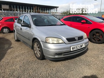 Location: Edinburgh - 2002 VAUXHALL ASTRA SXI 16V 5 Door Hatchback REG: WX52UWF, Keys: No, MOT Expiry date: 08/04/2026, 1598 Petrol, 5 Speed Manual Petrol, Former Keepers: 5