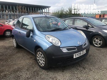 Location: Edinburgh - 2009 NISSAN MICRA VISIA 3 Door Hatchback REG: SY09ZCJ, Keys: No, MOT Expiry date: 18/03/2027, 1240 Petrol, 5 Speed Manual Petrol, Former Keepers: 7