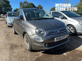 Location: Mitcham - 2018 FIAT 500 MIRROR 3 Door Hatchback REG: RO18KYP, Keys: No, MOT Expiry date: 05/11/2026, 1242 Petrol, 5 Speed Manual Petrol, Former Keepers: 3