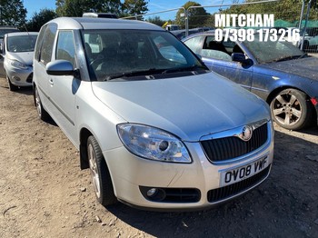 Location: Mitcham - 2008 SKODA ROOMSTER 3 16V 85 MPV REG: OV08VWF, Keys: No, MOT Expiry date: 28/05/2026, 1390 Petrol, 5 Speed Manual Petrol, Former Keepers: 3