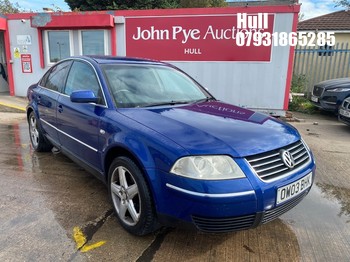 Location: Hull - 2003 VOLKSWAGEN PASSAT SE TDI 4 Door Saloon REG: OW03BHK, Keys: No, MOT Expiry date: 31/05/2027, 1896 Diesel, 5 Speed Manual Diesel, Former Keepers: 13