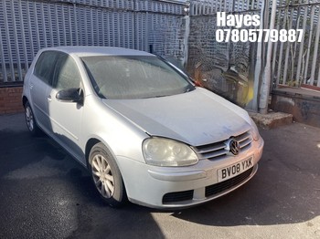 Location: Hayes - 2008 VOLKSWAGEN GOLF MATCH FSI 115 A 5 Door Hatchback REG: BV08YXK, Keys: No, MOT Expiry date: 31/10/2026, 1598 Petrol, 6 Speed Auto Petrol, Former Keepers: 4