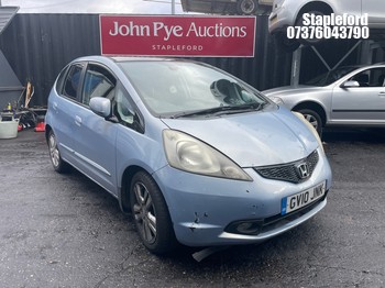 Location: Stapleford - 2010 HONDA JAZZ EX I-VTEC S-A 5 Door Hatchback REG: GV10JNK, Keys: No, MOT Expiry date: 01/05/2027, 1339 Petrol, 6 Speed Semi Auto Petrol, Former Keepers: 2