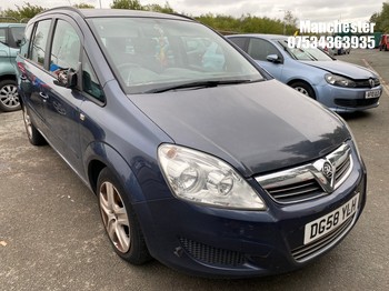Location: Manchester - 2008 VAUXHALL ZAFIRA EXCLUSIV MPV REG: DG58YLH, 1598cc Petrol, 5 Speed Manual Petrol, Former Keepers: 3, Keys: No, MOT Expiry date: 25/11/2026