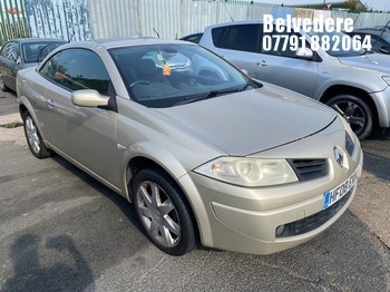 Location: Belvedere - 2008 RENAULT MEGANE DYNAMIQUE A Convertible REG: HF08EKH, Keys: No, MOT Expiry date: 31/10/2026, 1598 Petrol, 4 Speed Auto Petrol, Former Keepers: 4