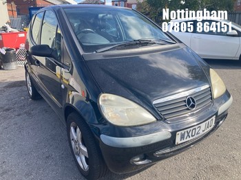 Location: Nottingham - 2002 MERCEDES A140 CLASSIC 5 Door Hatchback REG: WX02JAO, Keys: No, MOT Expiry date: 19/08/2026, 1397 Petrol, 5 Speed Manual Petrol, Former Keepers: 6