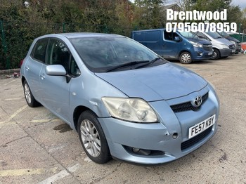 Location: Brentwood - 2007 TOYOTA AURIS T3 VVT-I 5 Door Hatchback REG: FE57KBY, Keys: No, MOT Expiry date: 30/04/2027, 1598 Petrol, 5 Speed Manual Petrol, Former Keepers: 3