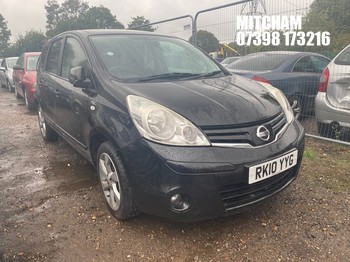 Location: Mitcham - 2010 NISSAN NOTE N-TEC MPV REG: RK10YYG, Keys: No, MOT Expiry date: 11/07/2026, 1386 Petrol, 5 Speed Manual Petrol, Former Keepers: 3