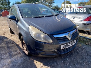 Location: Mitcham - 2008 VAUXHALL CORSA CLUB A/C 3 Door Hatchback REG: MW57WPA, Keys: No, MOT Expiry date: 17/08/2026, 1229 Petrol, 5 Speed Manual Petrol, Former Keepers: 5