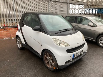 Location: Hayes - 2007 SMART FORTWO PULSE 71 AUTO Convertible REG: EO57NYB, Keys: No, MOT Expiry date: 06/08/2026, 999 Petrol, 5 Speed Auto Petrol, Former Keepers: 4