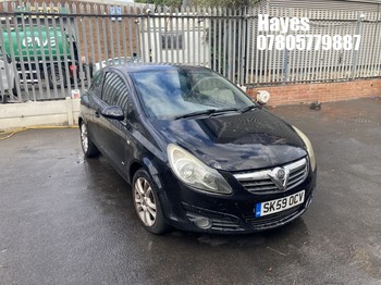 Location: Hayes - 2009 VAUXHALL CORSA SXI A/C 3 Door Hatchback REG: SK59OCV, Keys: No, MOT Expiry date: 10/03/2026, 1229 Petrol, 5 Speed Manual Petrol, Former Keepers: 6