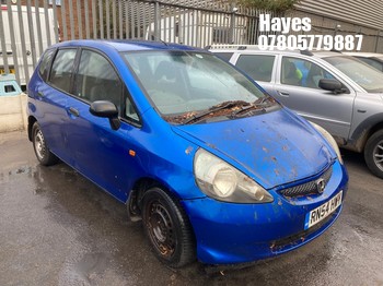 Location: Hayes - 2005 HONDA JAZZ S 5 Door Hatchback REG: RN54HWY, Keys: No, MOT Expiry date: 22/12/2026, 1246 Petrol, 5 Speed Manual Petrol, Former Keepers: 6