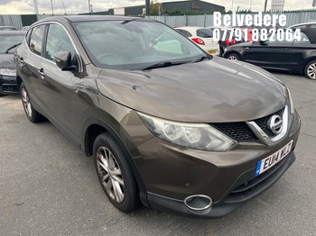 Location: BELVEDERE - 2014 NISSAN QASHQAI ACENTA PREMIUM DI 5 Door Hatchback REG: EU14WLZ, 1198cc Petrol, 6 Speed Manual Petrol, Former Keepers: 3, Keys: No, MOT: Expiry date28.01.2027