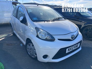 Location: Belvedere - 2012 TOYOTA AYGO VVT-I ICE S-A 5 Door Hatchback REG: NX12KWE, Keys: No, MOT Expiry date: 05/01/2026, 998 Petrol, 5 Speed Semi Auto Petrol, Former Keepers: 11