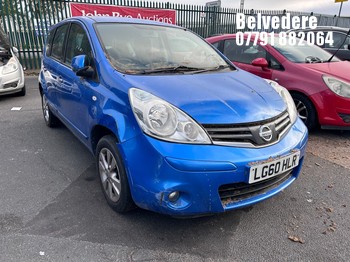 Location: Belvedere - 2010 NISSAN NOTE ACENTA AUTO MPV REG: LG60HLR, Keys: No, MOT Expiry date: 04/03/2026, 1598 Petrol, 4 Speed Auto Petrol, Former Keepers: 5