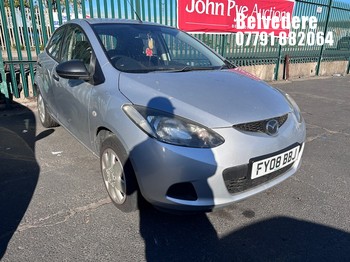 Location: Belvedere - 2008 MAZDA 2 TS 5 Door Hatchback REG: FY08BBJ, Keys: No, MOT Expiry date: 30/09/2026, 1348 Petrol, 5 Speed Manual Petrol, Former Keepers: 5