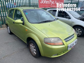 Location: Belvedere - 2004 DAEWOO KALOS SX 16V 5 Door Hatchback REG: HG04TWX, Keys: No, MOT Expiry date: 06/11/2026, 1399 Petrol, 5 Speed Manual Petrol, Former Keepers: 6