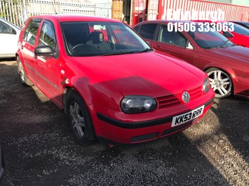 Location: Edinburgh - 2003 VOLKSWAGEN GOLF MATCH 5 Door Hatchback REG: KK53RRR, Keys: No, MOT Expiry date: 23/12/2026, 1390 Petrol, 5 Speed Manual Petrol, Former Keepers: 2