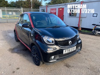 Location: Mitcham - 2018 SMART FORFOUR PRIME SPORT PREMIUM+ T AUTO 5 DOOR HATCHBACK REG: FT18EVB, 898 PETROL, AUTOMATIC, Former Keepers: 5, Keys: No, MOT Expiry date: 13/06/2026