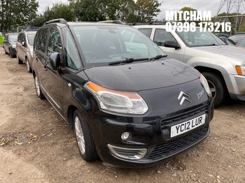 Location: Mitcham - 2012 CITROEN C3 PICASSO EXCLUSIVE HDI MPV REG: YC12LUR, Keys: No, MOT Expiry date: 12/09/2024, 1560 Diesel, 5 Speed Manual Diesel, Former Keepers: 2