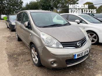 Location: Mitcham - 2010 NISSAN NOTE N-TEC MPV REG: MK10UFM, Keys: No, MOT Expiry date: 09/08/2025, 1386 Petrol, 5 Speed Manual Petrol, Former Keepers: 6